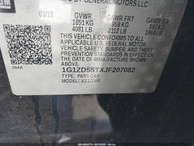 1G1ZD5STXJF207082 Chevrolet lfv - direct injection, variable valve timing, gen 1