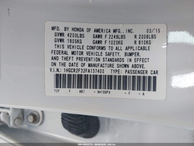 1HGCR2F32FA137400 Honda k24w1