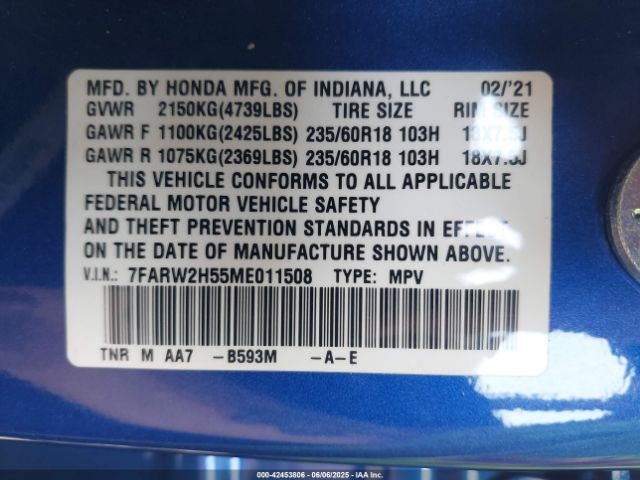7FARW2H55ME011508 Honda l15be