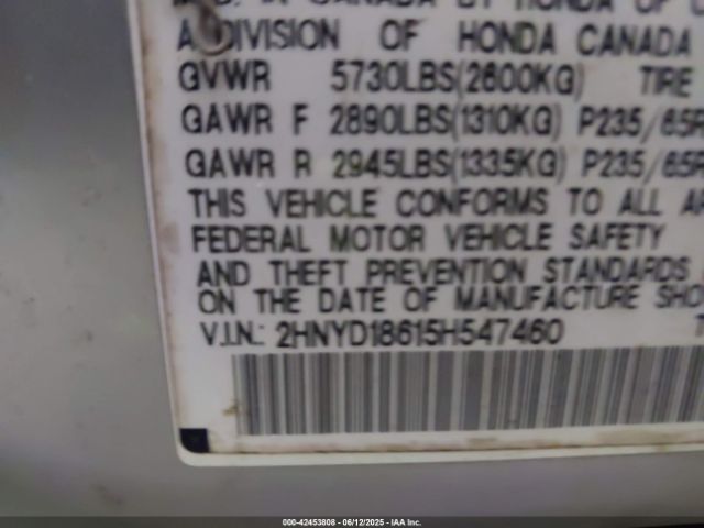 2005 ACURA MDX 2HNYD18615H547460 Photo 8