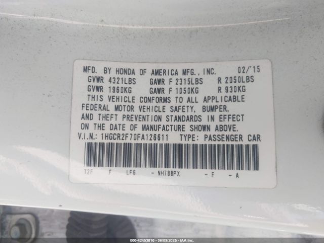 1HGCR2F70FA126611 Honda k24w1