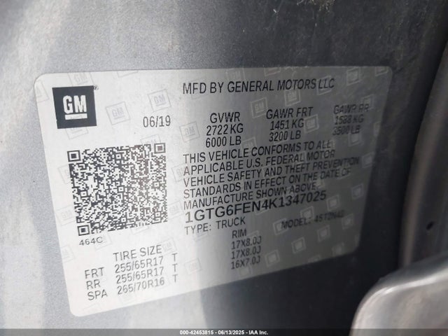 1GTG6FEN4K1347025 GMC lgz - direct injection, variable valve timing, alum, var2, gen 2