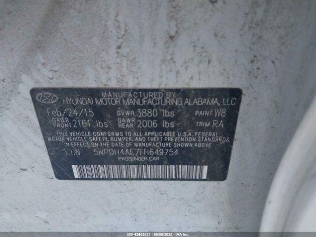 5NPDH4AE7FH649754 Hyundai dohc mpi nu