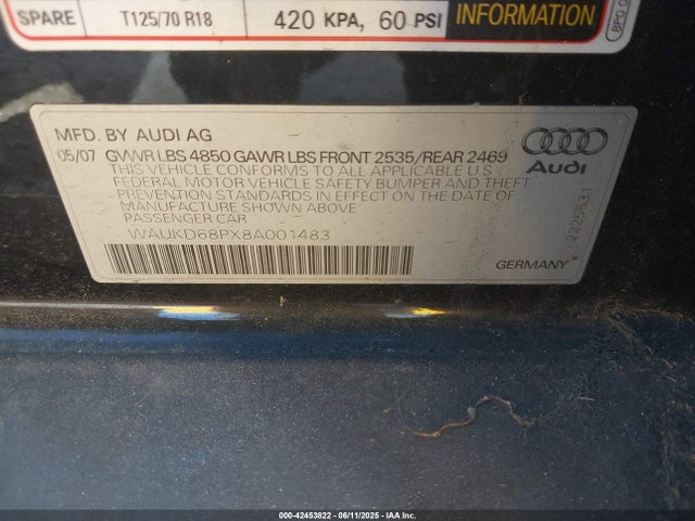 2008 AUDI A3 WAUKD68PX8A001483 Photo 8