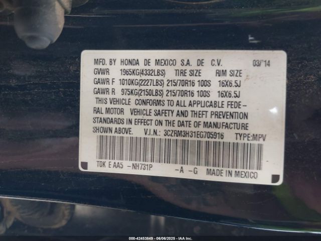 3CZRM3H31EG705916 Honda CR-V LX