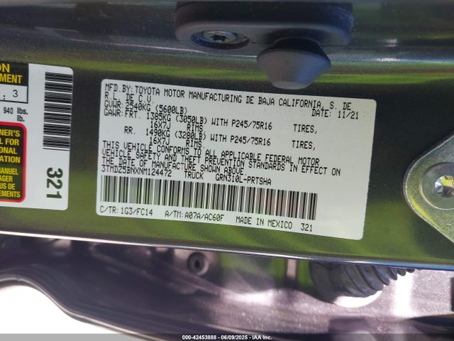 3TMDZ5BNXNM124472 Toyota 2gr-fks