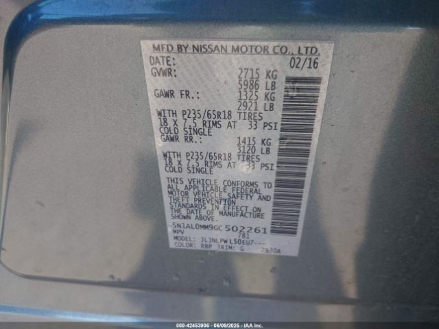 2016 INFINITI QX60 5N1AL0MM9GC502261 Photo 8