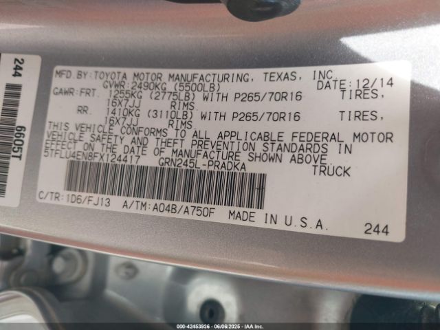 5TFLU4EN8FX124417 Toyota Tacoma Base V6