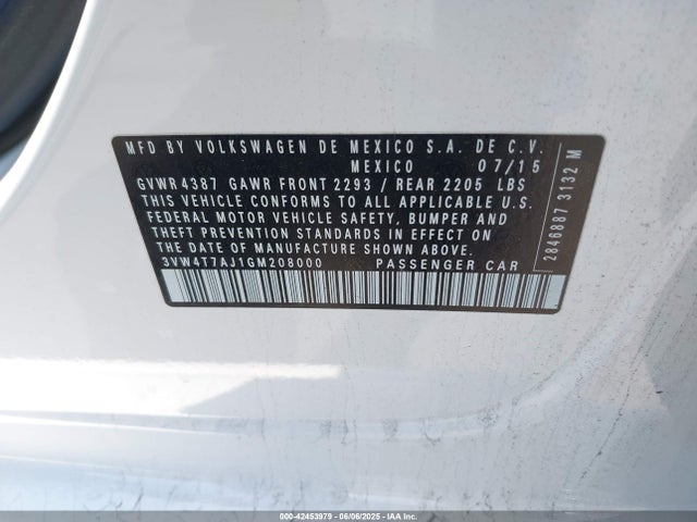 3VW4C7AJ1GM208000 Volks 2016
