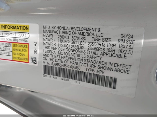 5J6RS5H55RL006560 Honda lfc3