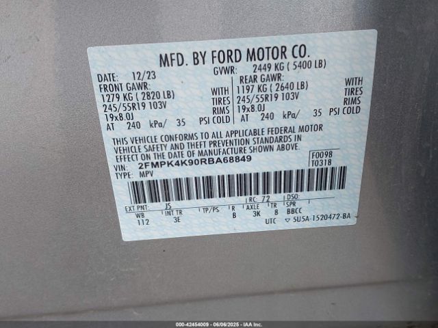 2024 FORD EDGE 2FMPK4K90RBA68849 Photo 8