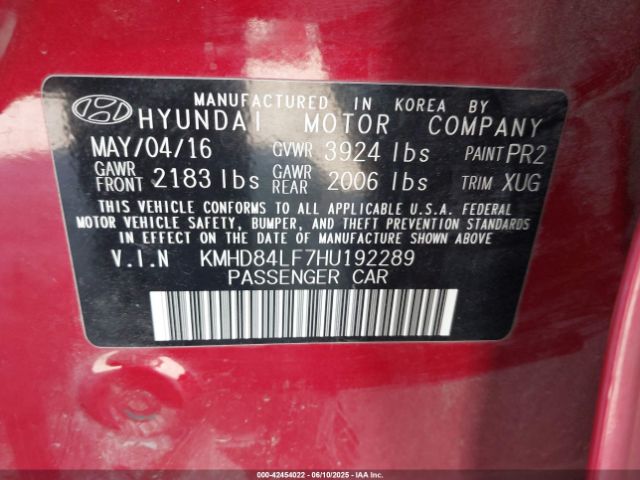 2017 HYUNDAI ELANTRA KMHD84LF7HU192289 Photo 8