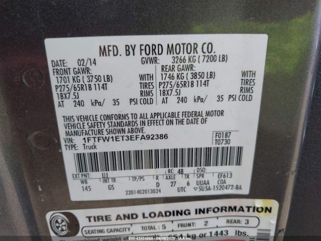 2014 FORD F-150 1FTFW1ET3EFA92386 Photo 8