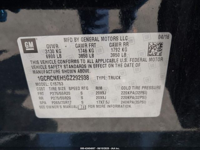1GCRCNEH5GZ292938 Chevrolet Silverado 1500 Wt