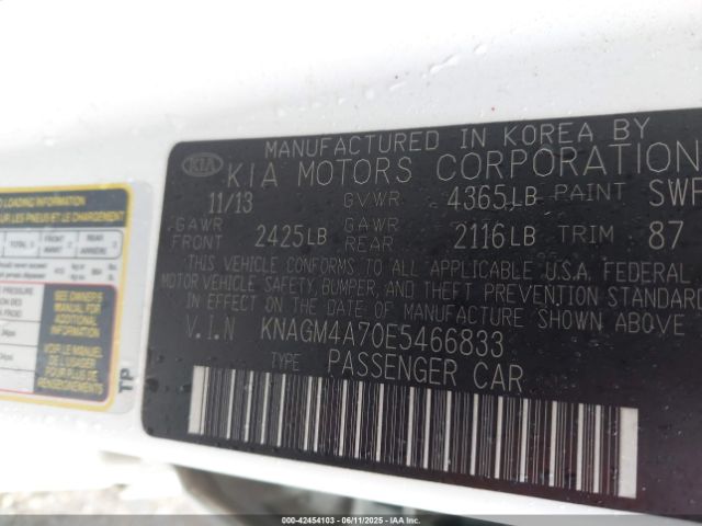 KNAGM4A70E5466833 KIA dohc gdi theta ii