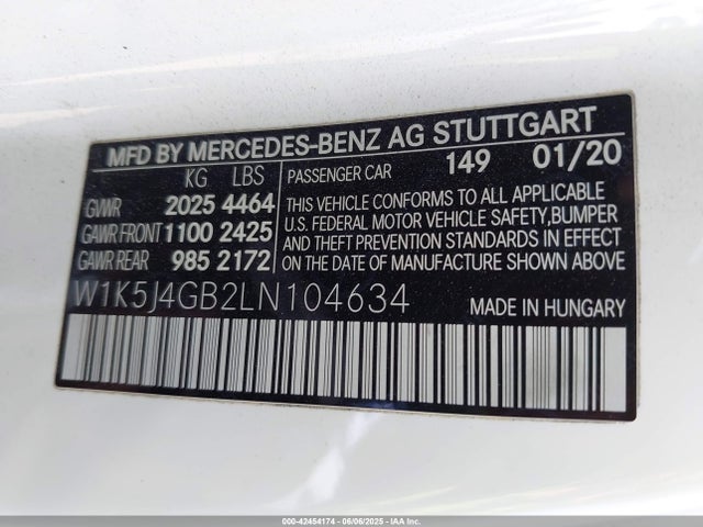 W1K5J4GB2LN104634 Mercedes-Benz m260