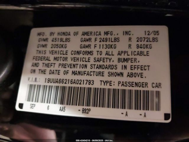 2006 ACURA TL 19UUA66216A021793 Photo 8