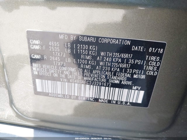 4S4BSAFC2J3291672 Subaru u5