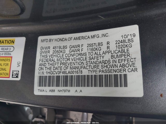 1HGCV3F46LA001678 Honda lfb2