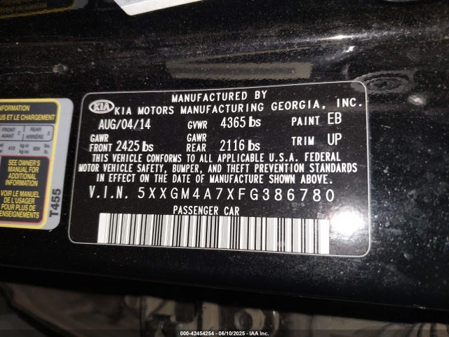 5XXGM4A7XFG386780 KIA dohc gdi theta ii