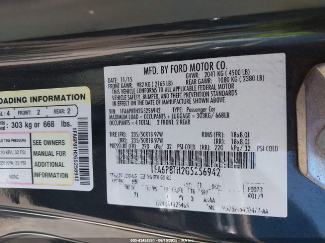 2016 FORD MUSTANG 1FA6P8TH2G5256942 Photo 8