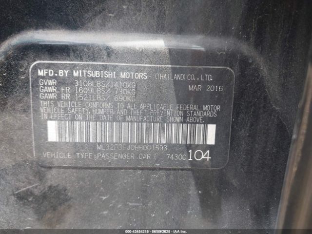 2017 MITSUBISHI MIRAGE G4 ML32F3FJ0HH001593 Photo 8