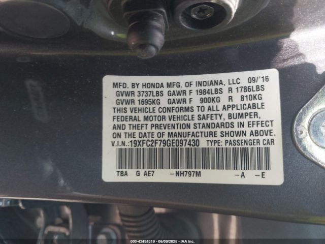 2016 HONDA CIVIC 19XFC2F79GE097430 Photo 8