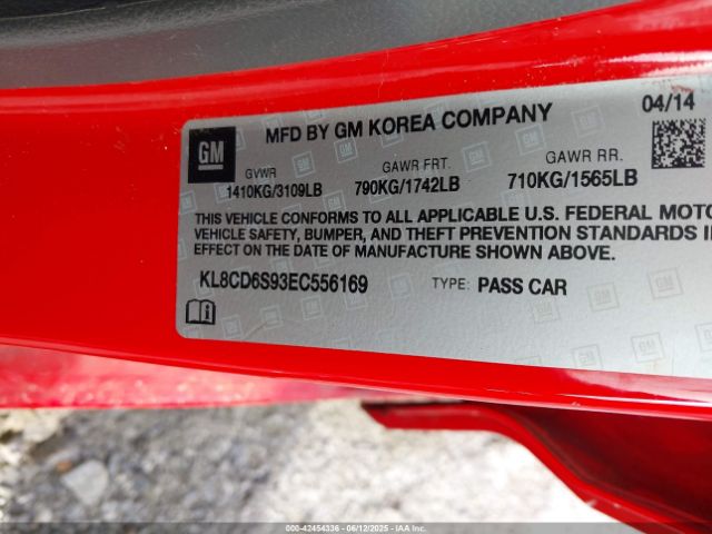 KL8CD6S93EC556169 Chevrolet Spark 1lt Auto