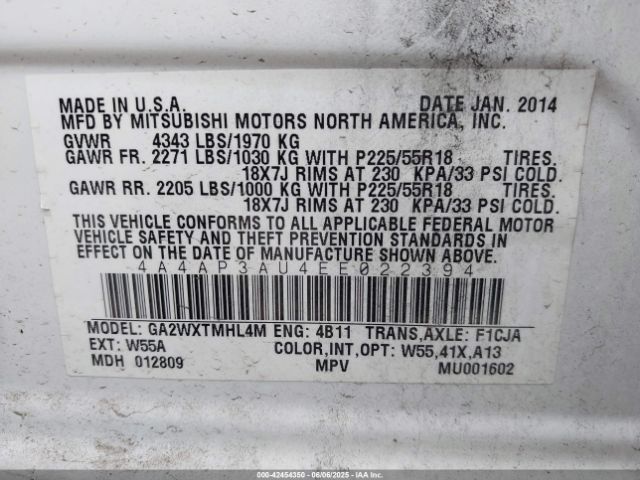 2014 MITSUBISHI OUTLANDER SPORT 4A4AP3AU4EE022394 Photo 8