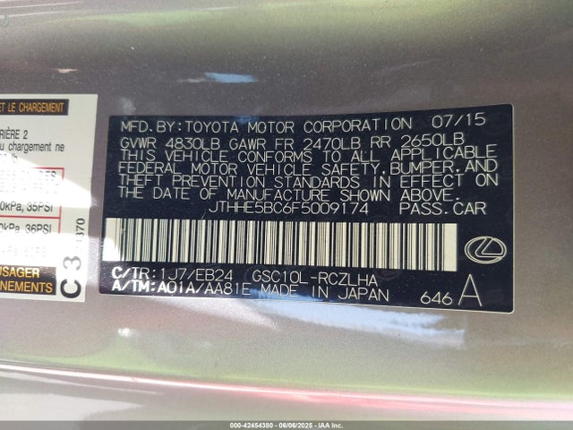 Lexus 2gr-fse 2015 JTHHE5BC6F5009174 Image 9