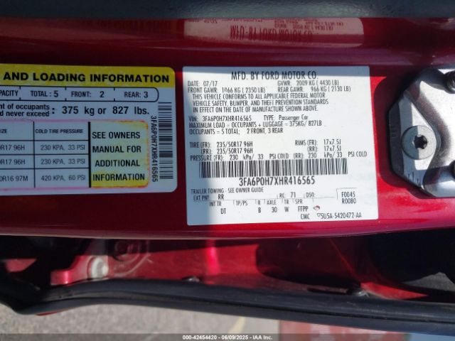 3FA6P0H7XHR416565 Ford FUSION SE