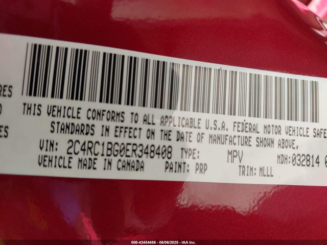2C4RC1BG0ER348408 Chrysler Town and Country