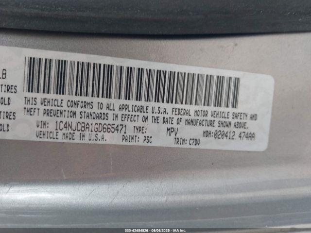 1C4NJCBA1GD665471 Jeep Compass Sport