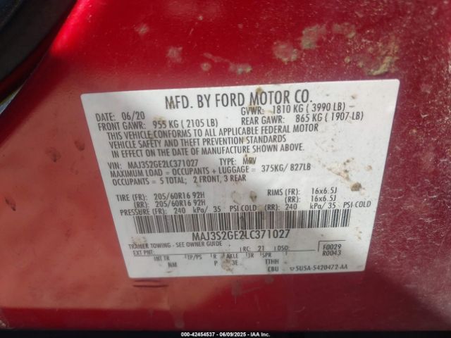 2020 FORD ECOSPORT MAJ3S2GE2LC371027 Photo 8