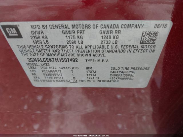 2GNALCEK7H1507492 Chevrolet EQUINOX LT