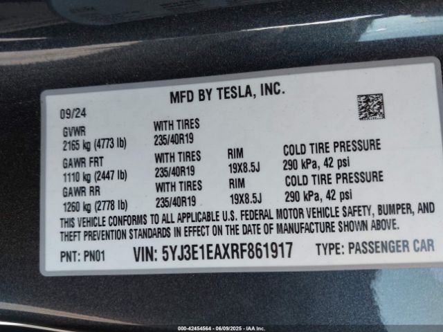 2024 TESLA MODEL 3 5YJ3E1EAXRF861917 Photo 8