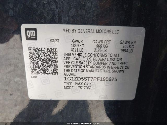 1G1ZD5ST7PF195675 Chevrolet Malibu Fwd 1lt