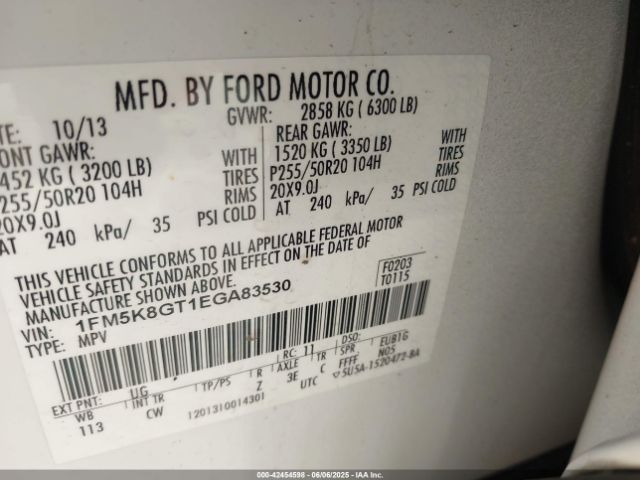 1FM5K8GT1EGA83530 Ford EXPLORER SPORT