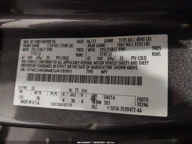 1FMCU9G94EUA15591 Ford ESCAPE SE