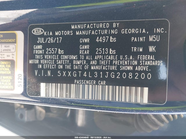 5XXGT4L31JG208200 KIA gdi