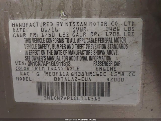 Nissan Versa 2016 3N1CN7AP1GL911313 Image 9