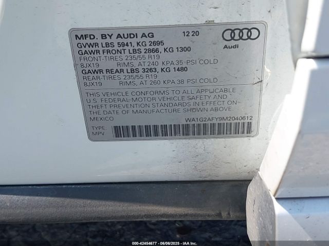 2021 AUDI Q5 WA1G2AFY9M2040612 Photo 8