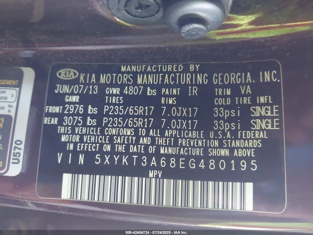 5XYKT3A68EG480195 KIA dohc t-gdi theta-ii