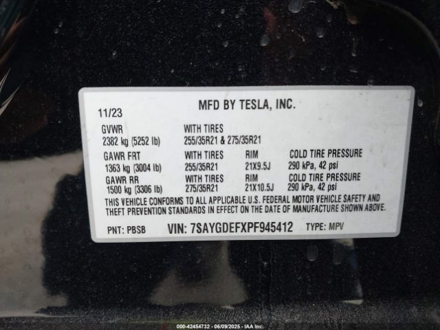 2023 TESLA MODEL Y 7SAYGDEFXPF945412 Photo 8