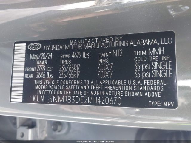 5NMJB3DE2RH420670 Hyundai TUCSON SEL