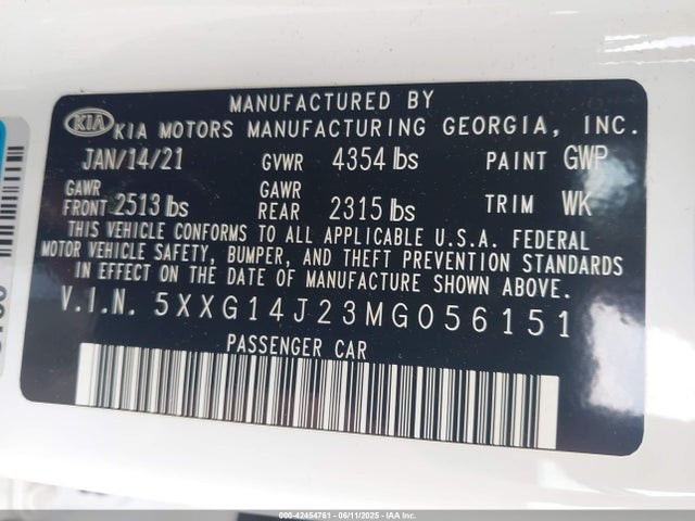 5XXG14J23MG056151 KIA t-gdi gamma ii