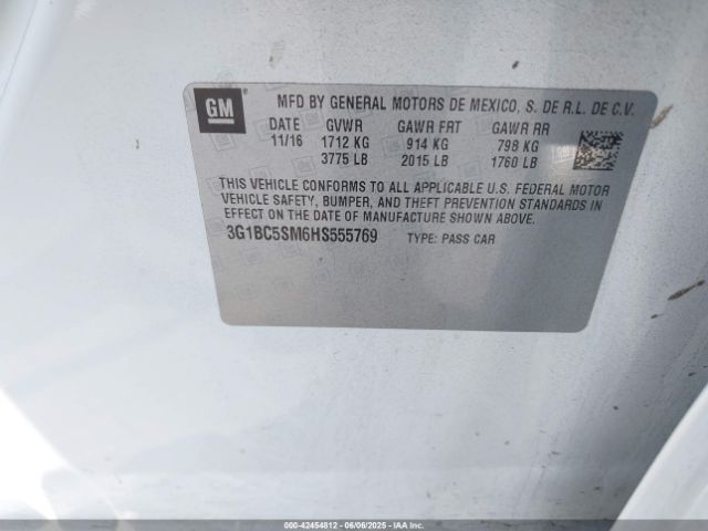 2017 CHEVROLET CRUZE 3G1BC5SM6HS555769 Photo 8