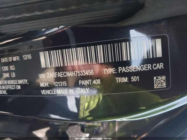 2017 ALFA ROMEO GIULIA ZARFAECN4H7533456 Photo 8