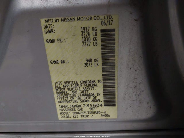 1N4AL3AP6HC285604 Nissan 2017