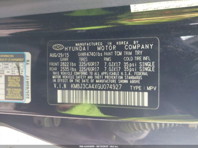 2016 HYUNDAI TUCSON KM8J3CA4XGU074927 Photo 8
